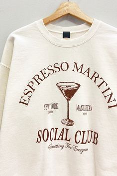 Stay cozy in style with our Espresso Martini Sweatshirt. This comfy crewneck sweatshirt is perfect for any coffee lover, featuring a sleek espresso martini design. Crafted with comfort in mind, this sweatshirt is a must-have for those chilly days. Oversized fit 50% Cotton 50% Polyester Midi Skirt And Boots, Expresso Martini, Wine Bachelorette, Luxury Bachelorette, Cocktail Club, Club Sweatshirts, Espresso Martini, Bachelorette Shirts, Girls Weekend