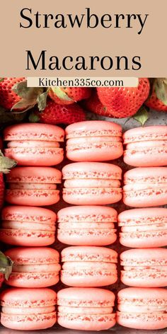 strawberry macaroons stacked on top of each other