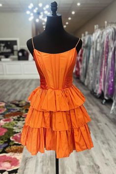 Orange Hoco Dress, Short Puffy Dresses, Homecoming Dresses For Teens, Ruffle Prom Dress, Green Homecoming Dresses, Mini Homecoming Dresses, Tulle Homecoming Dress, Red Homecoming Dresses, Pink Homecoming Dress