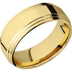 men's wedding band in yellow gold with black stripeing on the outside and inside