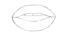 a drawing of the mouth and lips with one line drawn to show it's upper lip