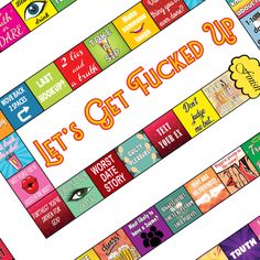 an image of a board game called let's get picked up with lots of words