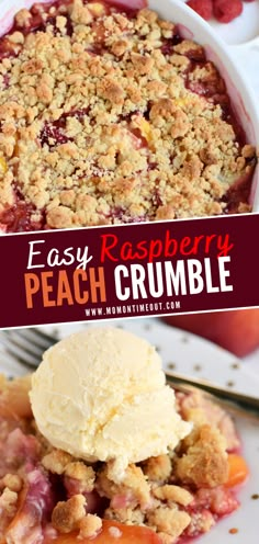 this easy raspberry peach crumble is the perfect dessert to serve for summer