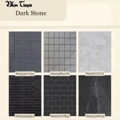 the different types of dark stone are shown in this graphic style, including black and white tiles