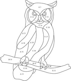 an owl sitting on a branch with numbers