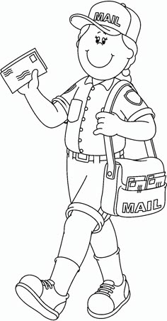 a boy with a tool bag coloring page