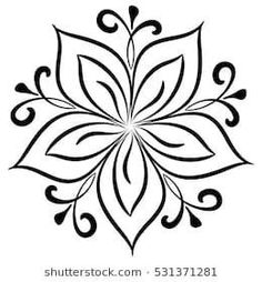 a black and white drawing of a flower with swirly petals on it's center