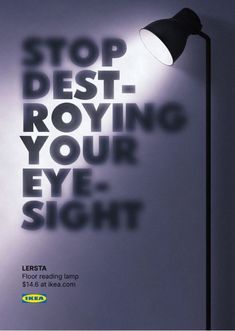 a black lamp with the words stop best - roving your eye sight on it