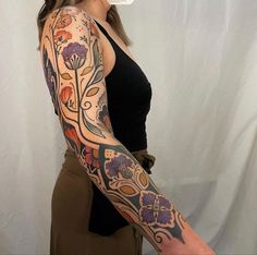 Art Nouveau Floral Tattoo, Art Deco Tattoo, Floral Tattoo Sleeve, Incredible Art, Art Nouveau Floral, Art Tattoos, Little Tattoos