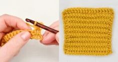 someone is crocheting the stitchs together to make a knitted dishcloth