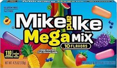 mike and ike megamix fruit flavored gummy bars, 10 count box