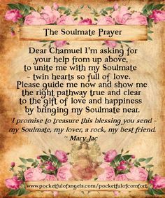 the soulmate prayer with pink roses on parchment paper and an old - fashioned frame