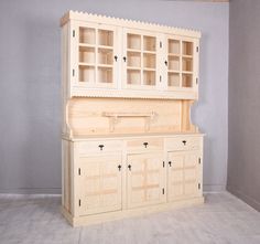 Our Timber Hutch and Buffet Dresser is a really useful and attractive Wooden 3 Door Buffet. The three lower doors have solid pine center panels and the upper doors have mesh inserts in a solid pine frame. The base has three cupboard doors that open to a shelved interior below three nicely shaped drawers with concealed handles below the bottom edge. The top part of the dresser is set back and has three glazed doors opening to reveal a shelved interior. The result? It looks fantastic. This dresser Dresser Dining Room, Buffet Dresser, Buffet And Hutch, Design Dining Room, Organized Living, Drawer Runners, Glazed Door, Cupboard Doors, Hutch