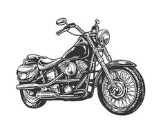 a black and white drawing of a motorcycle