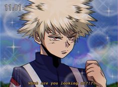 an anime character with white hair and blue eyes looking at the camera, saying what are you looking at?