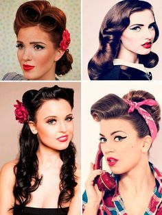 50s Hair Tutorials, Rockabilly Makeup, Pin Up Makeup, Square Face Hairstyles, Vintage Hair