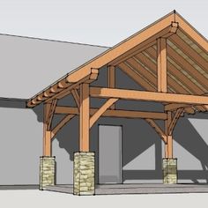 an image of a building that is in the process of being constructed with wood and stone