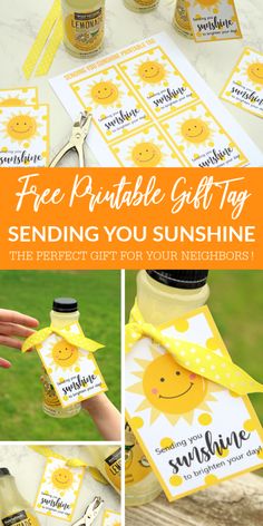 the free printable gift tag for sending you sunshine