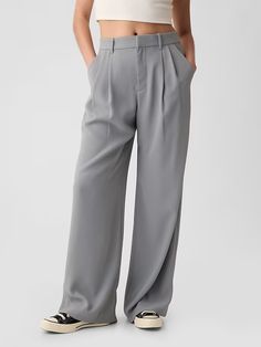 365 High Rise Pleated Trousers | Gap Elegant Gap Straight Leg Bottoms, Gap High-waisted Work Pants, Chic Straight Pants By Gap, Chic Gap Bottoms For Fall, Gap Chic Bottoms With Relaxed Fit, Chic Gap Bottoms With Relaxed Fit, Gap Straight Leg Business Casual Pants, Elegant Gap Pants For Workwear, Gap Business Casual Trousers