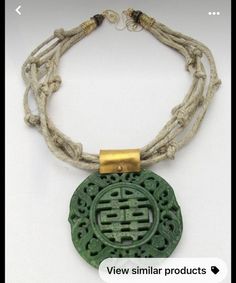 Jade Jewelry Design, Collar Verde, Bold Statement Jewelry, Hemp Cord, Tassel Jewelry, Unusual Jewelry, Coin Jewelry