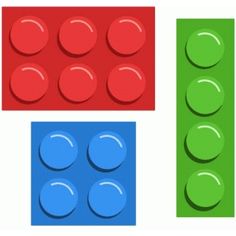 three lego blocks with different shapes and sizes