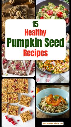 healthy pumpkin seed recipes with text overlay