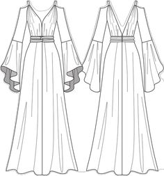 Neckline Ideas, Mode Kimono, Fashion Drawing Tutorial, Dress Design Sketches, Fashion Illustration Dresses, Fashion Figures