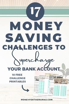 money saving checklist with text overlay that reads 17 money saving challenges to super charge your bank account