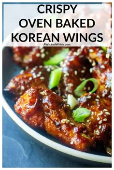 crispy oven baked korean wings on a plate