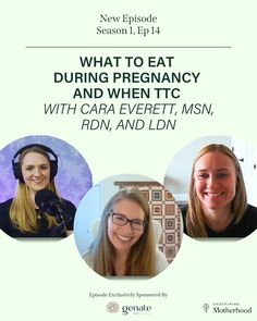 two women with headphones on and the words what to eat during pregnancy and when tlc