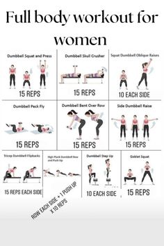 the full body workout for women is shown in this poster, with instructions on how to do