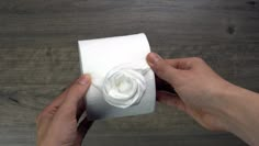 a person holding a roll of toilet paper with a flower on it's end