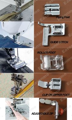 the instructions for how to use a sewing machine with different types of attachments and tools