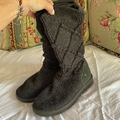 Like New. Ugg Sweater Boots Size 8 Grey Sweater Material In Perfect Condition! Ugg Zip Up Boots, Ugg Sweater, Ugg Sweater Boots, Gray Ugg, Ugg Boots Grey, Gray Ugg Boots, Grey Uggs, Shoes Ugg, Sweater Material