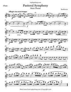 sheet music with the words pasteral syphony