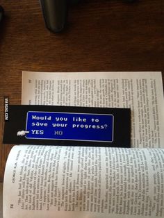 a bookmark that reads, would you like to save your progress? and do not