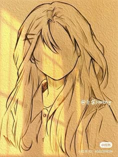 a drawing of a girl with long hair