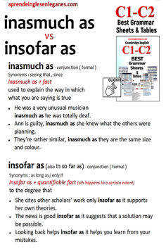 Inasmuch as vs Insofar as C2 Vocabulary, C1 Vocabulary, Learning Korean Grammar, Basic English Sentences, Good Grammar, Teaching Vocabulary, Essay Writing Skills