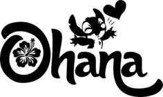 the word ohana written in black and white with an image of a bird flying above it