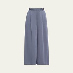 Vince classic satin culottes with a pleated front Approx. 25.1" inseam Mid rise Elasticized back waist Side slip pockets; welt back pockets Cropped fit Wide legs Zip fly; hook-and-bar closure Polyester Imported Silk Wide Leg Pants With Pressed Crease, Wide Leg Bottoms With Pleated Waist For Evening, Evening Wide Leg Bottoms With Pleated Waist, Summer Evening Bottoms With Pleated Waist, Elegant Wide Leg Bottoms With Box Pleat, Formal Summer Bottoms With Pleated Waist, Wide-leg Satin Pants For Workwear, Semi-formal Wide-leg Pants With Pockets, Satin Wide-leg Workwear Pants