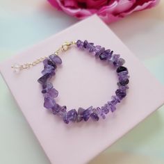 Genuine Amethyst Chip Bracelet Adjustable Amethyst Chips Bracelet, Amythest Bracelet, Chip Bracelet, Purple Bracelet, Bracelet Design, Amethyst Bracelet, Bracelet Designs, Womens Jewelry Bracelets, Color Purple