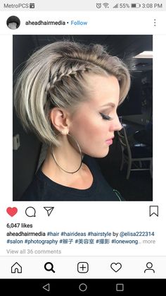 Cute short hairstyle Short Hairstyles With Braids, A Bob Haircut, Braids Bob, Spring Haircuts, Hairstyles With Braids, Bob Braids Hairstyles, A Bob, Braided Hairstyles Updo