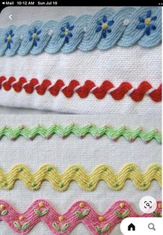 several different types of stitchs are shown on the appliqued phone screen