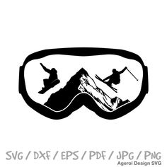 a pair of ski goggles with skiers in the mountains