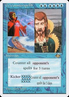 a card with an image of two men in front of them and the words, counter spell