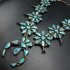 This outstanding necklace was purchased in Santa Fe in the 1970s and has been in the possession of a single private collector for these 5 decades. Exquisite cabs of high grade Morenci turquoise are cluster set in heavy gauge sterling silver. Hand made beads travel 42" from one end to the other along silver foxtail chain. This is a museum quality necklace. Vintage Turquoise Necklace For Collectors, Vintage Turquoise Pendant Necklace Collectible, Nativity Story, Navajo Art, The Possession, Morenci Turquoise, Leather Tooling Patterns, Tooling Patterns