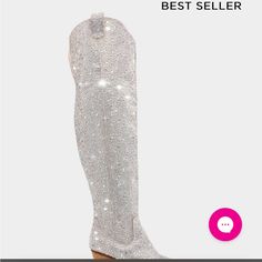 All-Over Satin Rhinestone Embellished Western Boot Slip-On Style With 3/4 Inside Zipper And Pull Loops Western-Style Pointed Toe And Angled Heel Synthetic Lining Betsey Blue Synthetic Sole 2.5 Inch Heel Height 20 Inch Shaft Height 16 Inch Shaft Circumference Rodeo Boots, Betsey Johnson Shoes, Western Boot, 5 Inch Heels, Western Style, Western Boots, Over The Knee Boots, Over The Knee, Western Fashion