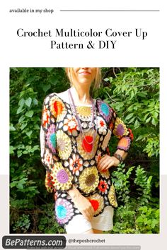 the crochet multicolor cover up pattern and diy is featured in this article