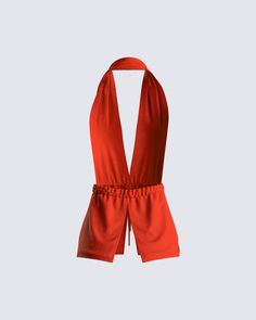 A cute lil red halter top moment ❤️ Made with lightweight jersey fabric, and complete with a deep V neckline and elastic drawstring waistband - this is a must-have for any closet. Feel your fiercest, no matter what your plans are 😍 Fuzzy Skirt, White Corset Dress, Denim Pleated Skirt, Red Halter Top, Floral Lace Skirt, Red Mini Skirt, Orange Satin, Floral Lace Tops, White Corset