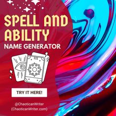 a poster for spell and ability with an image of a person in the middle of it